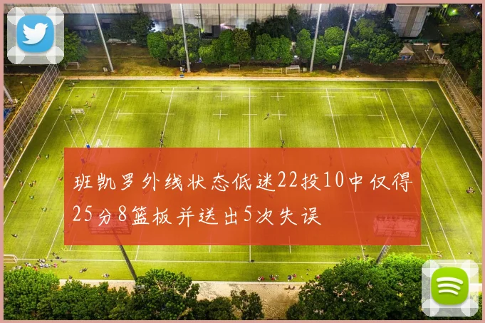 班凯罗外线状态低迷22投10中仅得25分8篮板并送出5次失误